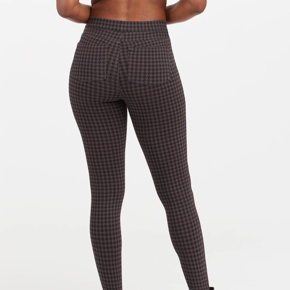 Spanx Jean-ish Ankle Leggings Houndstooth Black Grey Size Extra Small - Picture 5 of 8